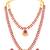 Gold plated faux ruby studded long & short necklace earrings bridal set jewellery for women