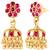 Gold plated faux ruby studded long & short necklace earrings bridal set jewellery for women