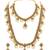 Gold plated faux ruby faux emerald & lariya studded necklace earrings bridal jewellery set
