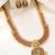Gold plated faux emerald & pearl studded traditional necklace earrings set jewellery for women