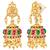 Gold plated faux emerald & pearl studded traditional necklace earrings set jewellery for women