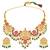 Gold plated faux emerald faux ruby & beads studded ethnic necklace earrings set jewellery for women & girls
