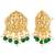 Gold plated faux emerald faux ruby & beads studded ethnic necklace earrings set jewellery for women & girls