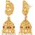 Gold plated faux ruby faux emerald studded traditional ethnic necklace earrings set jewellery gift for women