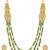 Gold plated faux ruby faux emerald studded long necklace earrings set jewellery for women