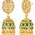 Gold plated faux ruby faux emerald studded long necklace earrings set jewellery for women
