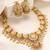 Gold plated faux ruby faux emerald & lariya studded necklace earrings set jewellery for women