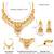 Gold plated faux ruby faux emerald & lariya studded necklace earrings set jewellery for women