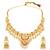 Gold plated faux ruby faux emerald & lariya studded necklace earrings set jewellery for women
