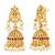 Gold plated faux ruby faux emerald & lariya studded necklace earrings set jewellery for women