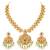 Gold plated cubic zirconia faux ruby & beads studded necklace earrings set jewellery for women