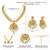 Gold plated cubic zirconia faux ruby & beads studded necklace earrings set jewellery for women