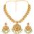Gold plated cubic zirconia faux ruby & beads studded necklace earrings set jewellery for women
