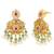 Gold plated cubic zirconia faux ruby & beads studded necklace earrings set jewellery for women