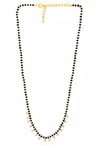 Gold plated crystal & beads studded mangalsutra stylish fashion jewellery for women