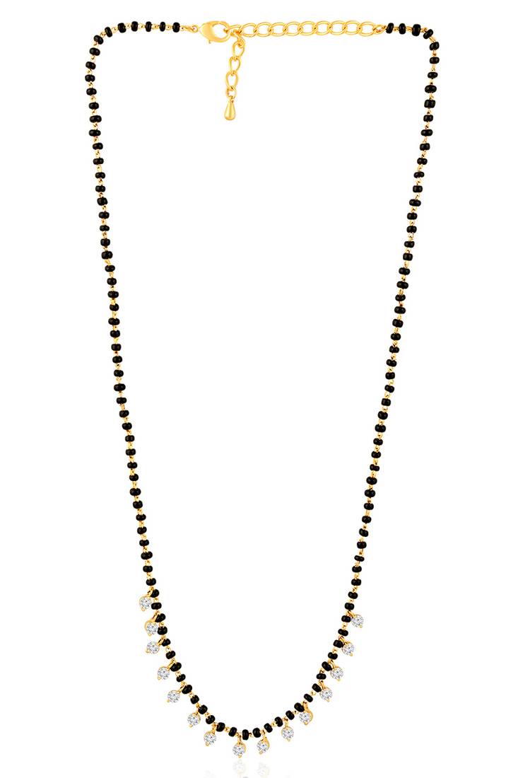 Gold plated crystal & beads studded mangalsutra stylish fashion jewellery for women