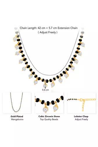 Gold plated crystal & beads studded mangalsutra stylish fashion jewellery for women