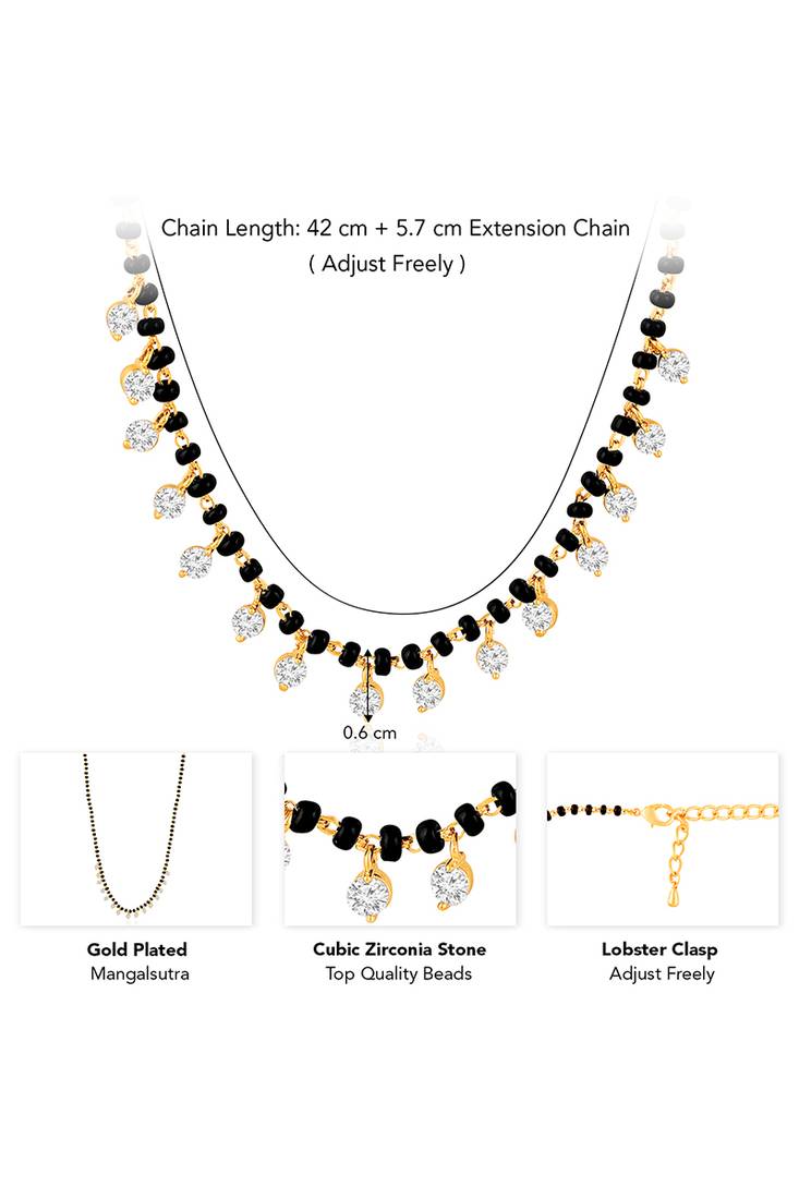 Gold plated crystal & beads studded mangalsutra stylish fashion jewellery for women
