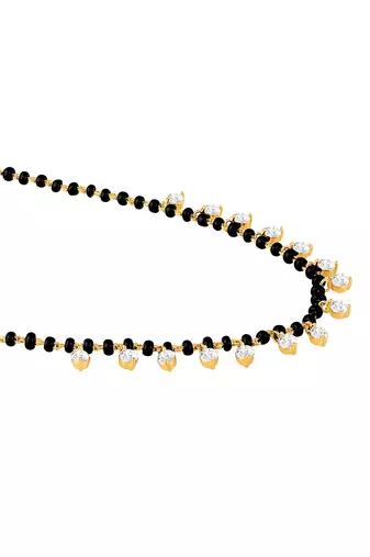 Gold plated crystal & beads studded mangalsutra stylish fashion jewellery for women