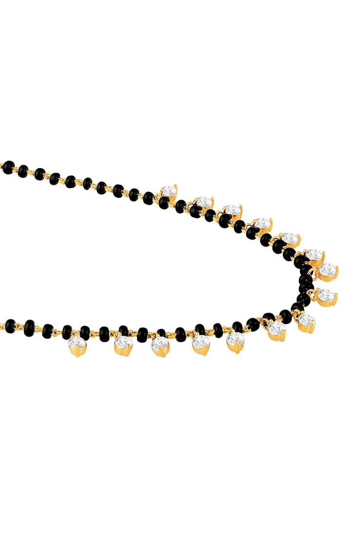 Gold plated crystal & beads studded mangalsutra stylish fashion jewellery for women