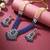 Cz blue beads & faux lapis lazuli studded long necklace earrings jewellery set for women