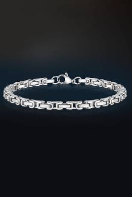 Stainless steel silver plated openable fancy bracelet stylish fashion jewellery gift for men 1