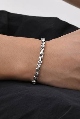Stainless steel silver plated openable fancy bracelet stylish fashion jewellery gift for men 2