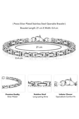 Stainless steel silver plated openable fancy bracelet stylish fashion jewellery gift for men 4