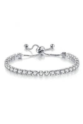 Silver plated cubic zirconia studded adjustable bracelet jewellery for girls & women (px8b37s) 3