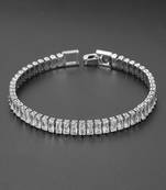 Silver plated baguette stone studded bracelet stylish fashion jewellery for women & girls