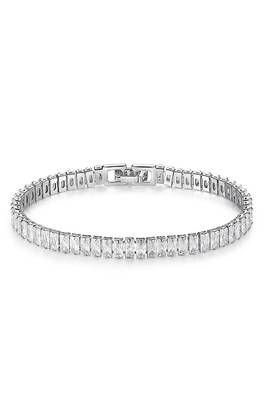 Silver plated baguette stone studded bracelet stylish fashion jewellery for women & girls 2