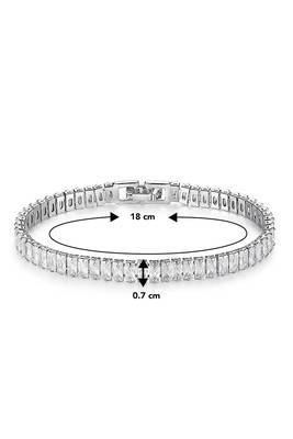 Silver plated baguette stone studded bracelet stylish fashion jewellery for women & girls 4