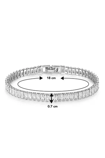 Silver plated baguette stone studded bracelet stylish fashion jewellery for women & girls