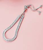 Silver plated white baguette stone studded adjustable charm bracelet jewellery for women