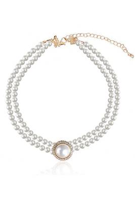 Gold plated pearl & cz studded necklace & stud earring elegant jewellery gift set for women 3