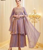 Lavender Color Embroidery And Sequence Work Silk Blend Salwar kamiz Set