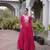 pink faux georgette anarkali gown For Navratri with kutchi patch work   