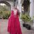 pink faux georgette anarkali gown For Navratri with kutchi patch work   