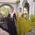 olive green faux georgette anarkali gown with kutchi patch work For Navratri Set