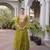 olive green faux georgette anarkali gown with kutchi patch work For Navratri Set