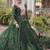 green faux georgette anarkali gown with kutchi patch work gown For Navratri Set