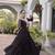 black faux georgette anarkali gown with kutchi patch work gown For Navratri Set