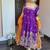 Purple embroidered heavy silk blend anarkali gown set with organza dupatta & silk blend pant