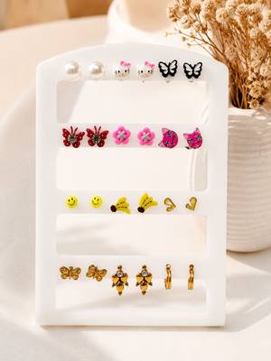 Set of 12 contemporary combo stud earrings 1