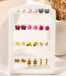 Set of 12 contemporary combo stud earrings