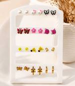 Set of 12 contemporary combo stud earrings