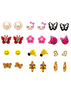 Set of 12 contemporary combo stud earrings 2