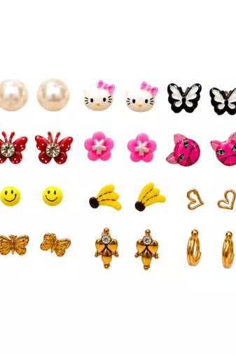 Set of 12 contemporary combo stud earrings