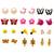 Set of 12 contemporary combo stud earrings