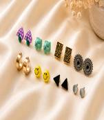 Set of 8 fancy combo stud earrings